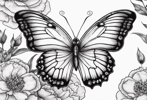 carnation butterfly moon behind tattoo idea