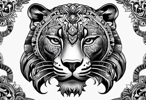 aztec black jaguar with snake tattoo idea