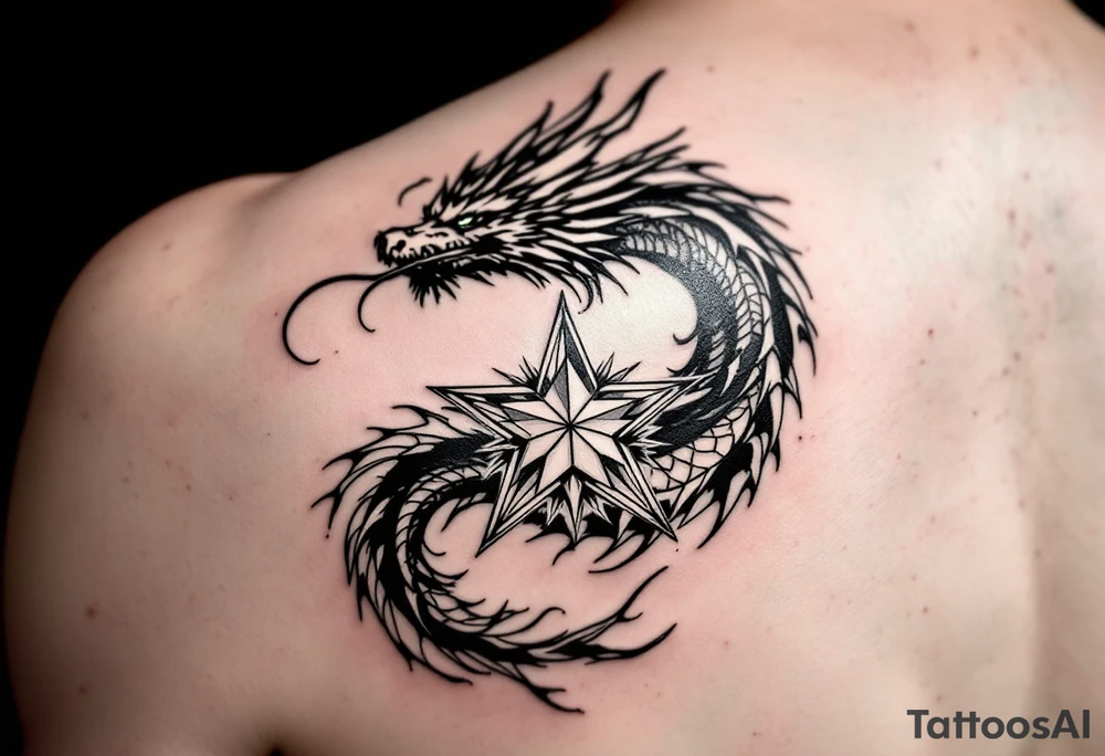 beautiful star dragon tattoo idea