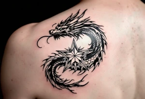 beautiful star dragon tattoo idea