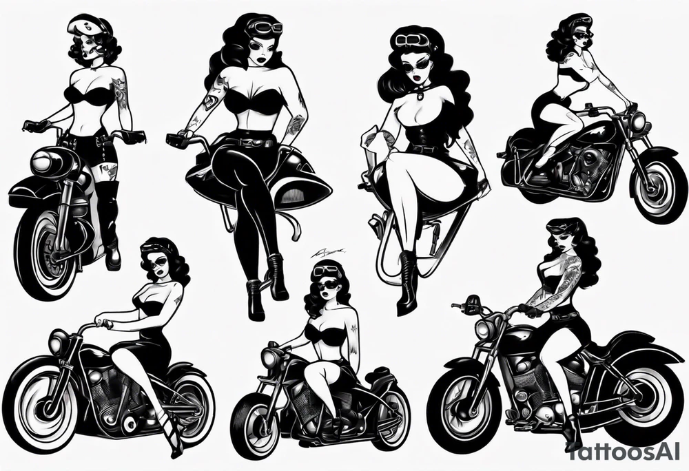 Pinup doll biker girl tattoo idea