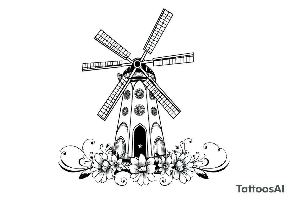 Dutch windmill tattoo idea
