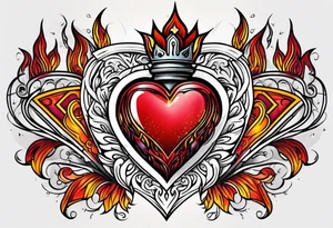 sacred heart vintage traditional tattoo flames tattoo idea