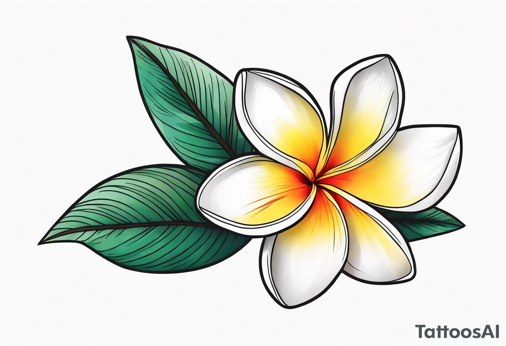 frangipani flower fine line tattoo idea