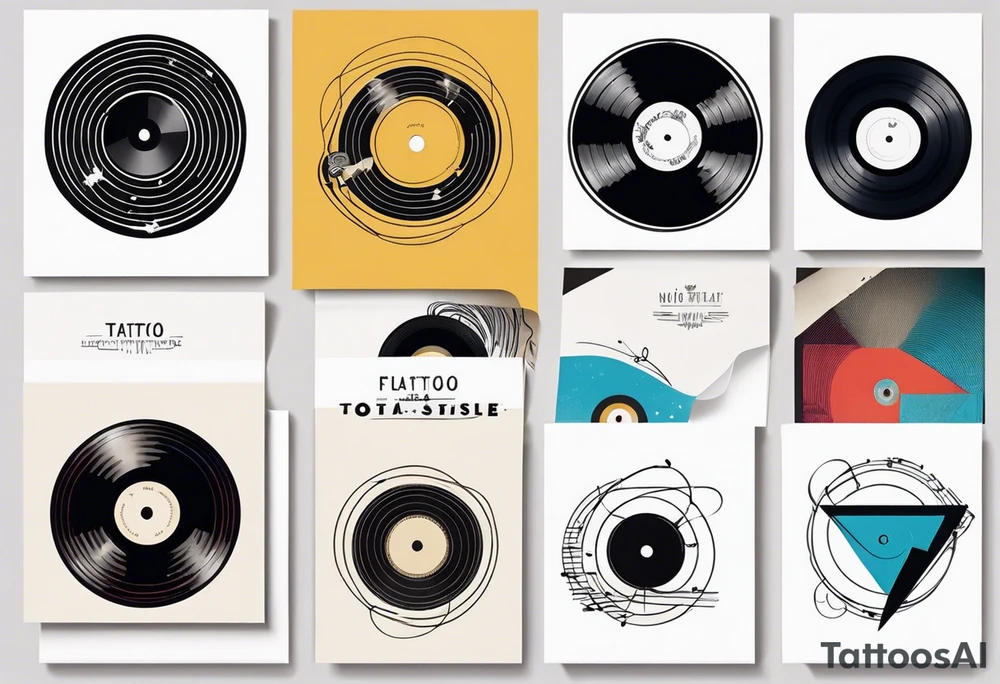 Vinyl music record cards inside tattoo idea