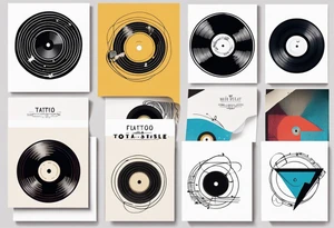 Vinyl music record cards inside tattoo idea