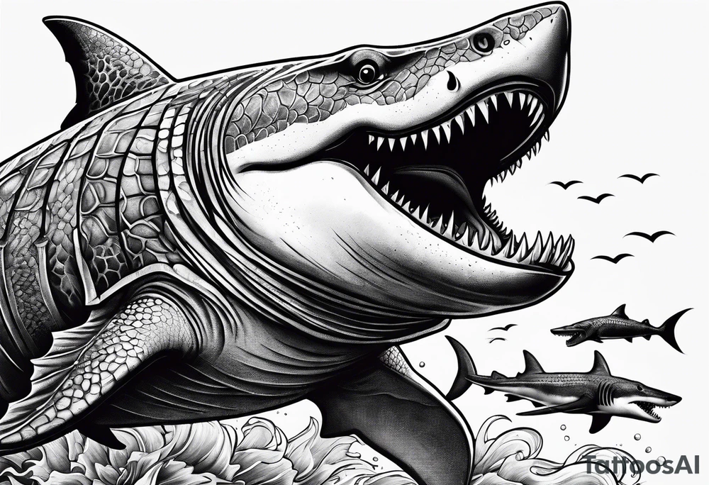 shark vs crocodile tattoo idea