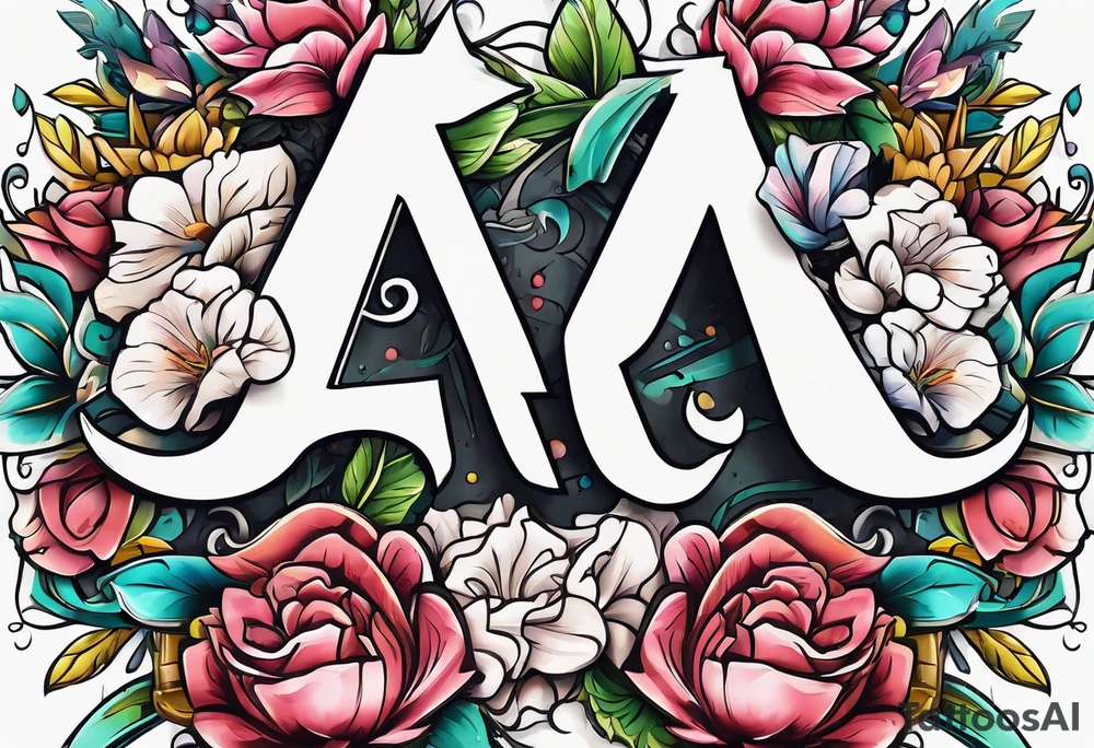 The letters AR together with the words always ready going down the side of the letters tattoo idea