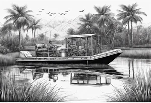Arm sleeve airboat driving through the Everglades tattoo idea