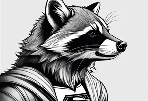 Superman raccoon in realism smoke tattoo idea