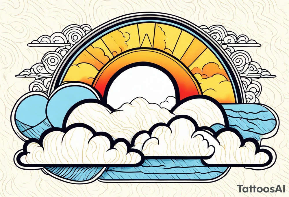 CLOUDS WITH SUN AMERICAN TRADITIONAL tattoo idea