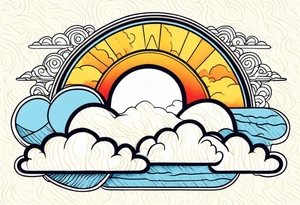 CLOUDS WITH SUN AMERICAN TRADITIONAL tattoo idea