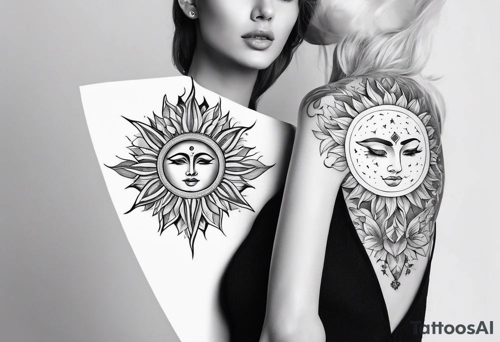 delicate line sun tattoo idea