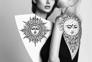 delicate line sun tattoo idea