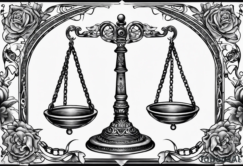 Libra scale with broken chains tattoo idea