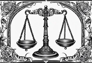 Libra scale with broken chains tattoo idea