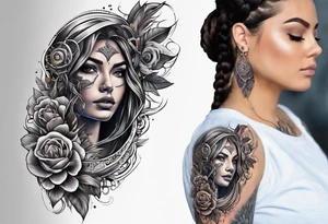 Itzel name, left shoulder tattoo idea