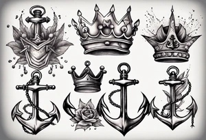 Anchor with a crown on top tattoo idea