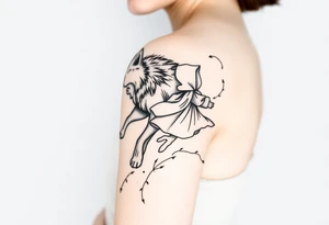 Big bad wolf running behind little red riding hood tattoo idea