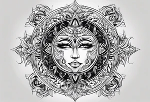 sol e lua abstrato tattoo idea