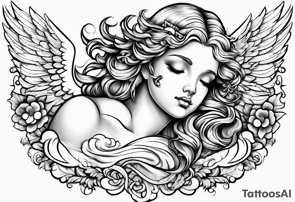 angel on a cloud tattoo idea