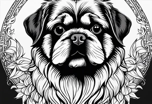 The contour of the face of a pekingese with shih tzu mixed race god. Nothing besides the face. As minimalist as possible. tattoo idea