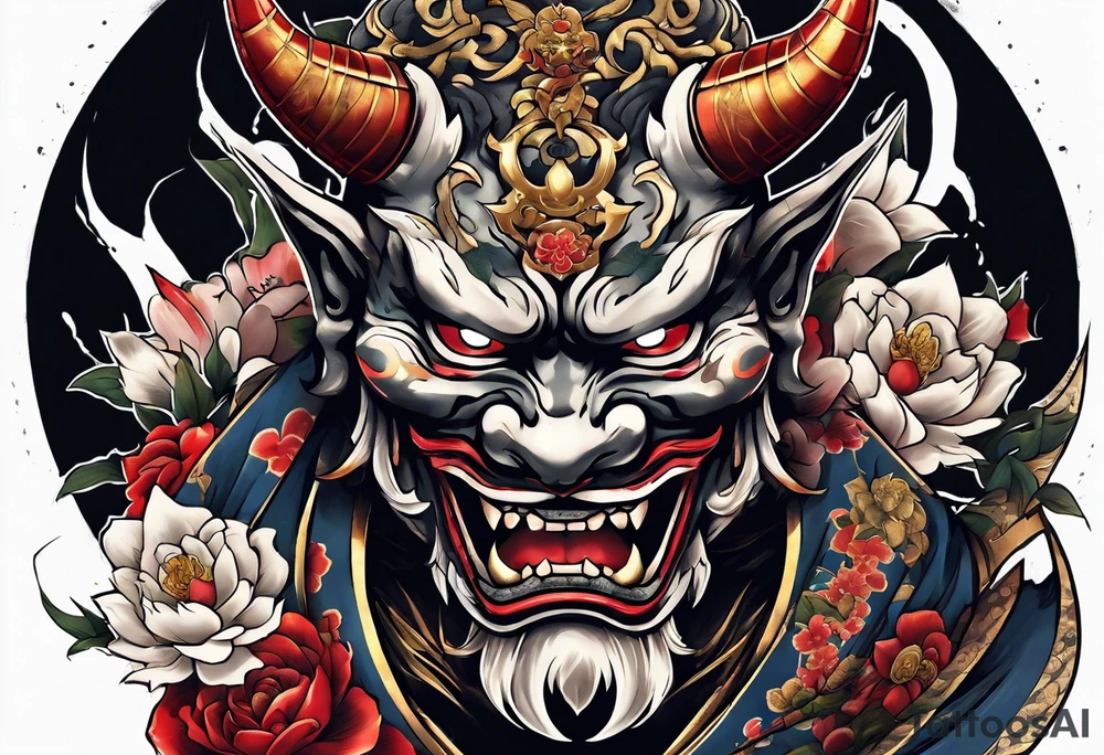 Hannya  holding a katana full tattoo idea
