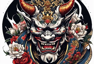 Hannya  holding a katana full tattoo idea