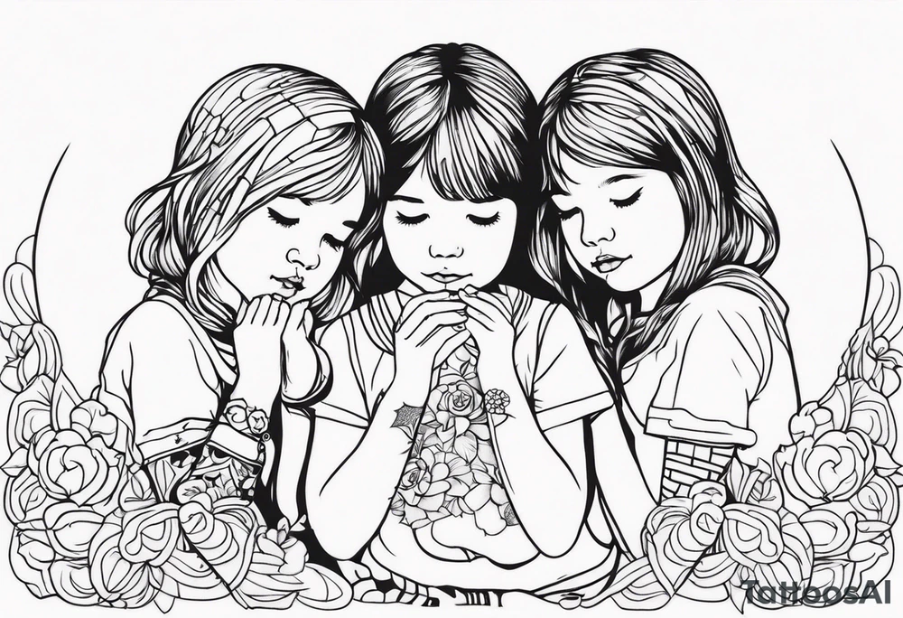 3 little Girls playing tattoo idea