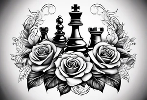 Kind and queen chess with a rose tattoo idea