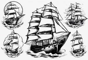 One sketch of a sailing ship tattoo idea