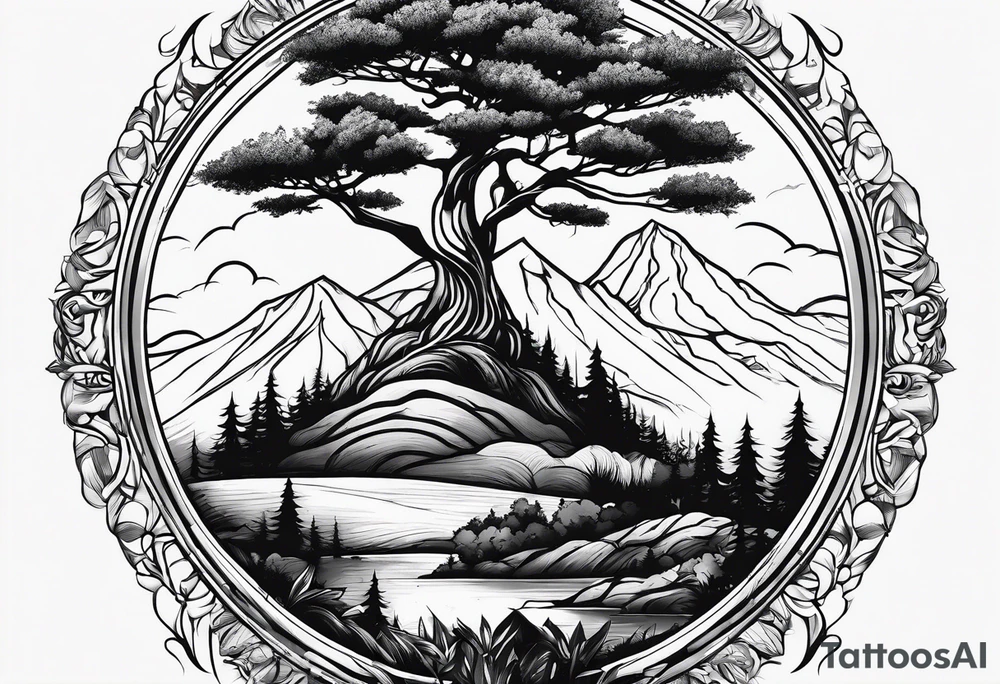 Univrse rises above tree line tattoo idea