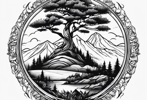 Univrse rises above tree line tattoo idea