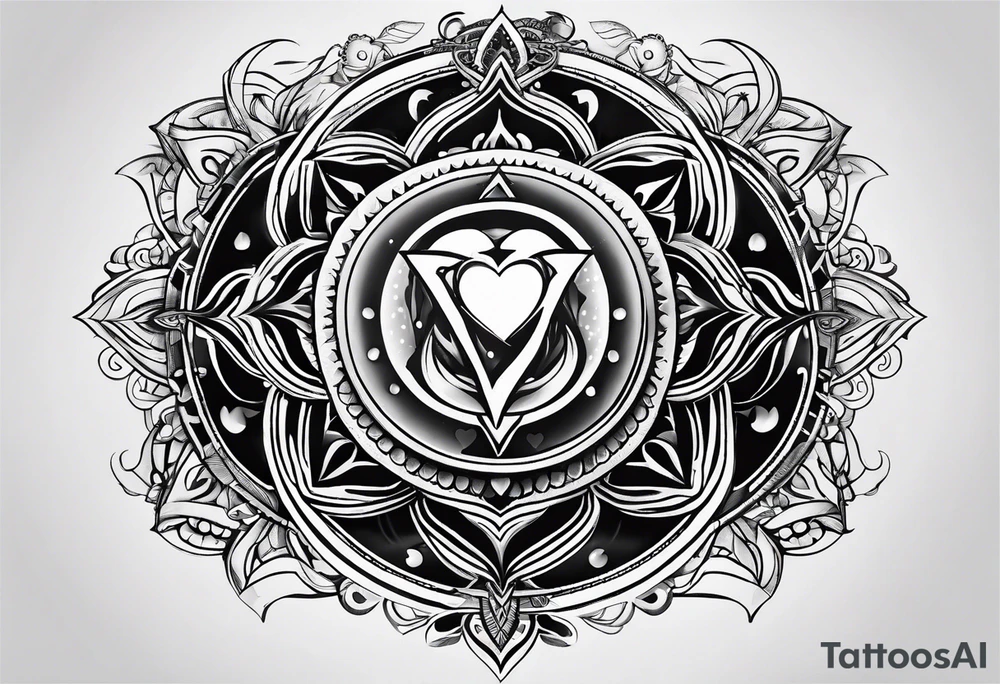 Heart chakra with black hole inside tattoo idea