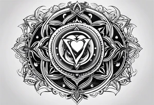 Heart chakra with black hole inside tattoo idea