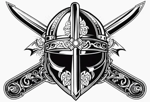 Valhalla viking helmet 
Sword shield tattoo idea