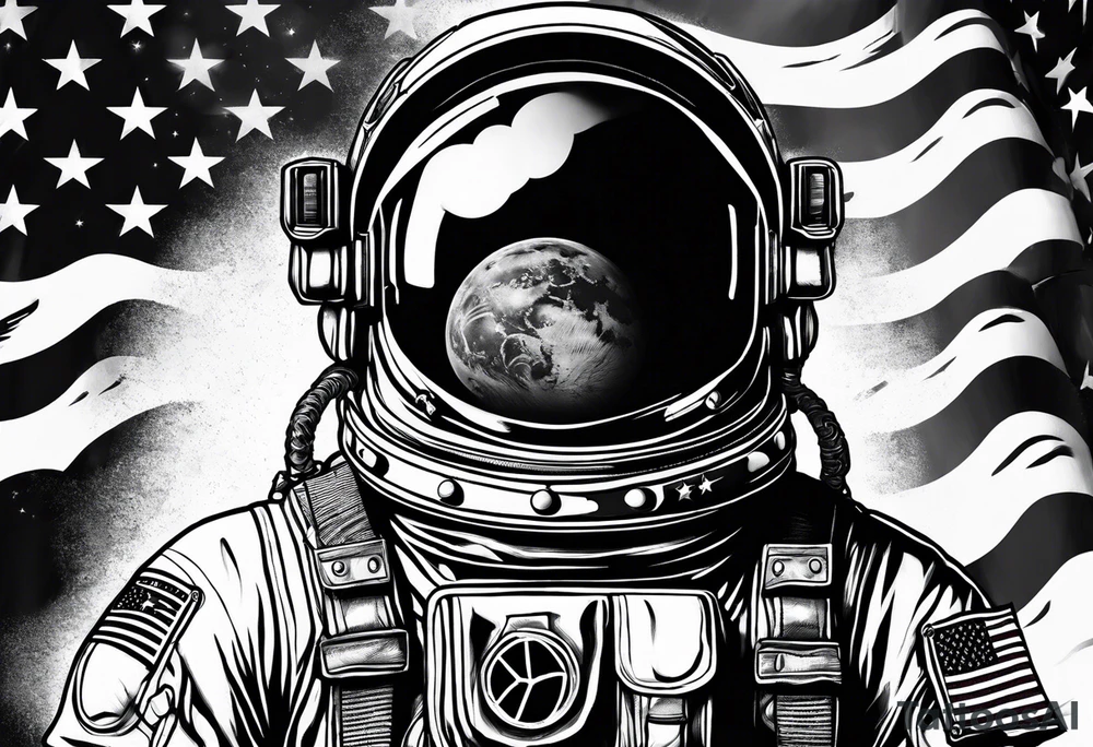 Astronaut wearing a peace flag tattoo idea