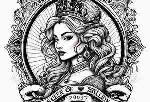 queen of hearts -on forearm - with text saying "queen starleen" tattoo idea