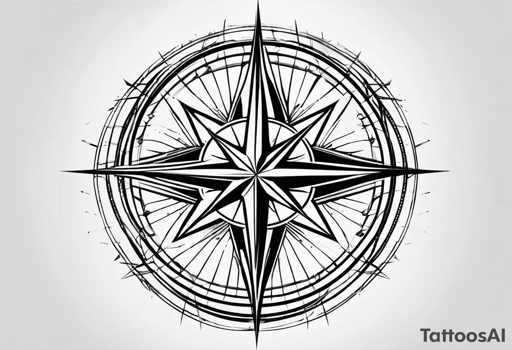 make a compass rose with long lines coming out of the tips of the star tattoo idea