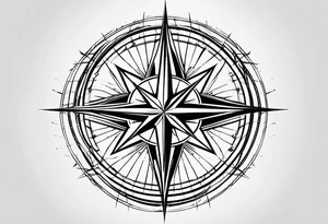 make a compass rose with long lines coming out of the tips of the star tattoo idea