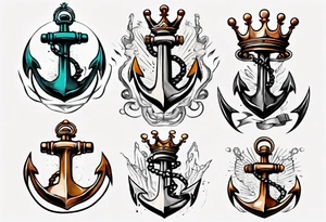 Anchor with a crown on top tattoo idea