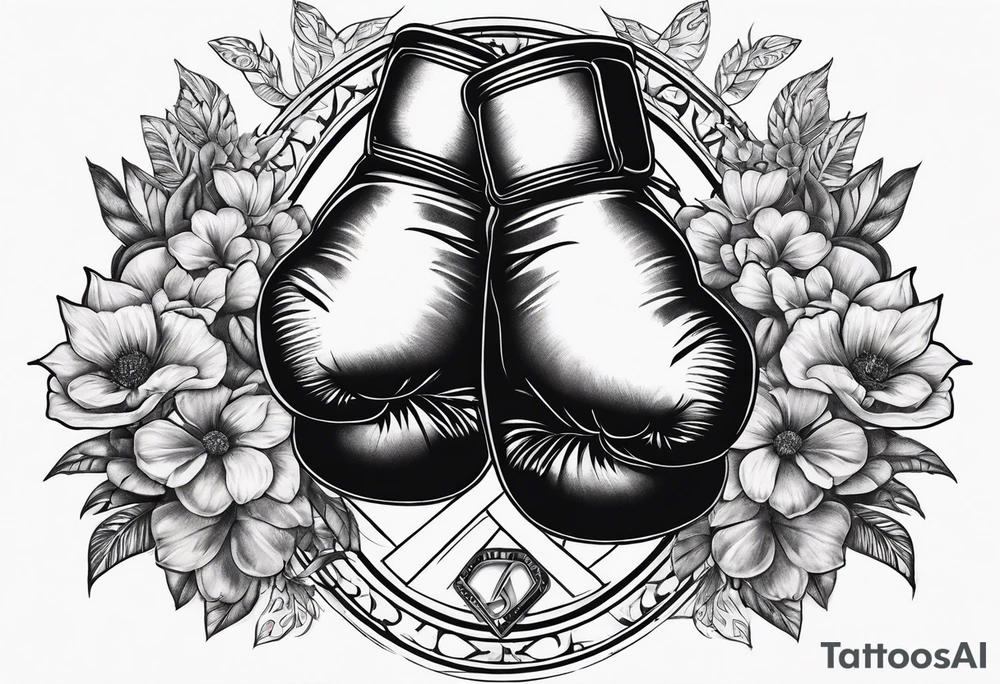 Boxing gloves cancer ribbon chest tattoo tattoo idea