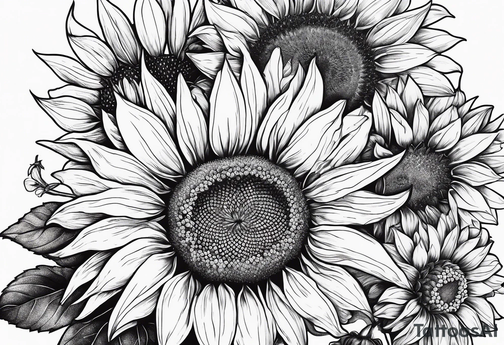 Sunflower, friendship, growth, strawberry wine, delicate, wildflowers tattoo idea