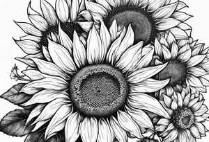 Sunflower, friendship, growth, strawberry wine, delicate, wildflowers tattoo idea