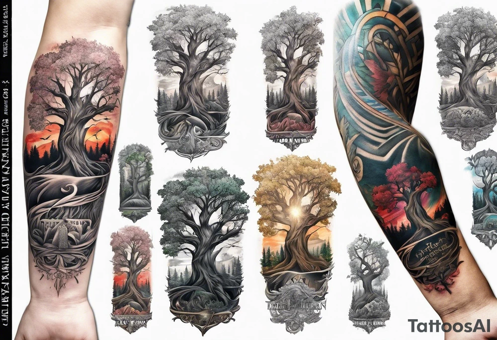 Family tree with names for a forearm of a man tattoo idea