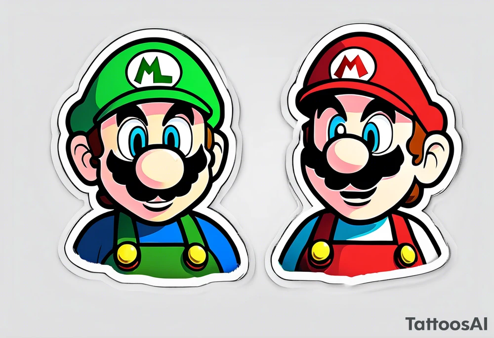 Mario and Luigi with Daft Punk masks tattoo idea