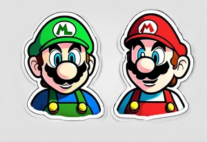 Mario and Luigi with Daft Punk masks tattoo idea