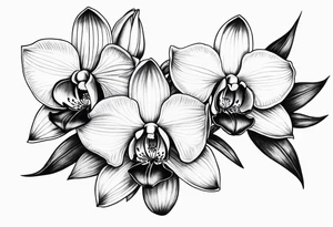 Cymbidium orchid with 2 roses tattoo idea