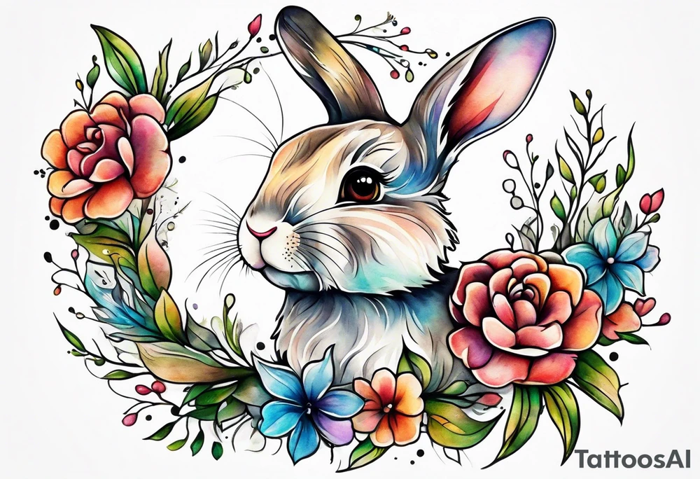 Mum and baby bunny tattoo idea