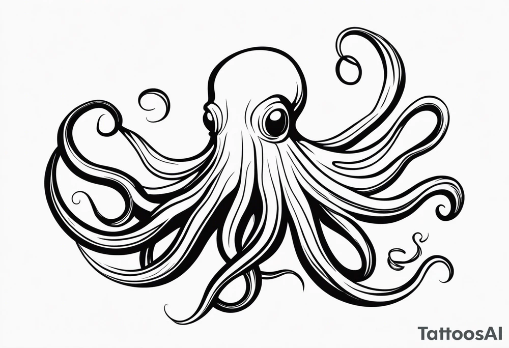 Octopus with flowing tentacles. tattoo idea